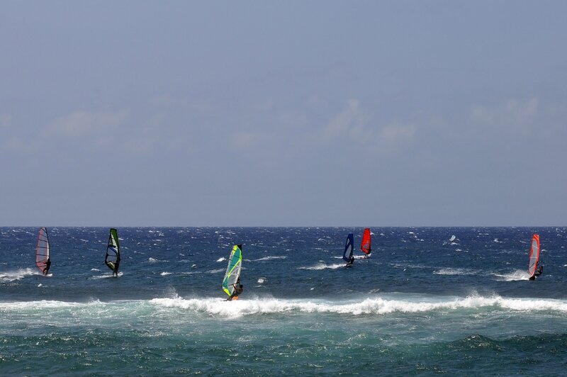 Wind Surfers on HoOkipa Bay on Maui