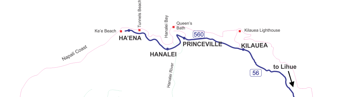 North Shore of Kauai Map