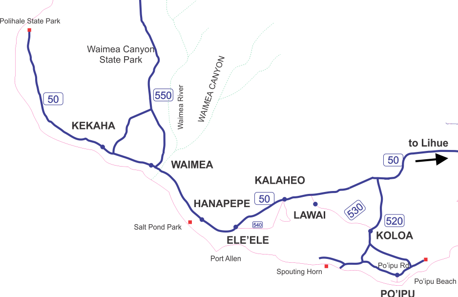 Kauai South Shore Map