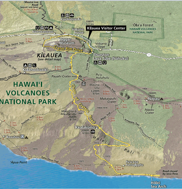 Hawaii Volcanoes National Park Map